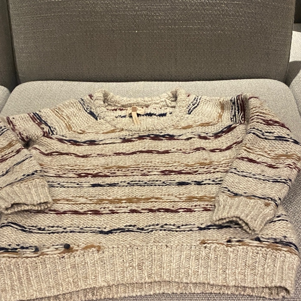Wilfred free Cream Cable Knit Stripe Sweater size small worn once not itchy